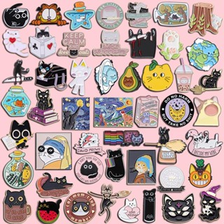 50 Estilos Gato Fofo Clube Enamel Pins Planeta Lua Café Pata Crachá Gatinho Personalizado Broche Lapela Alfinete Jeans Saco De Camisa Jóia Animal Presente