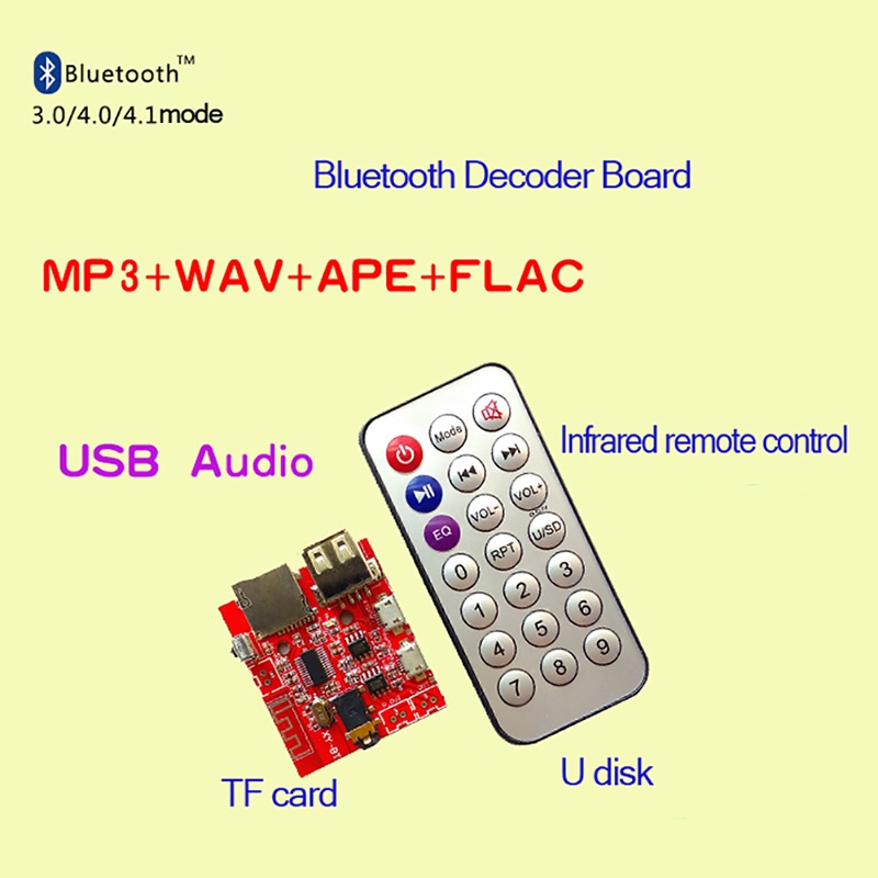Módulo De Decodificação Bluetooth MP3 Placa De Recepção De Áudio Sem Perdas Alto-Falante Do Carro Amplificador De Potênc