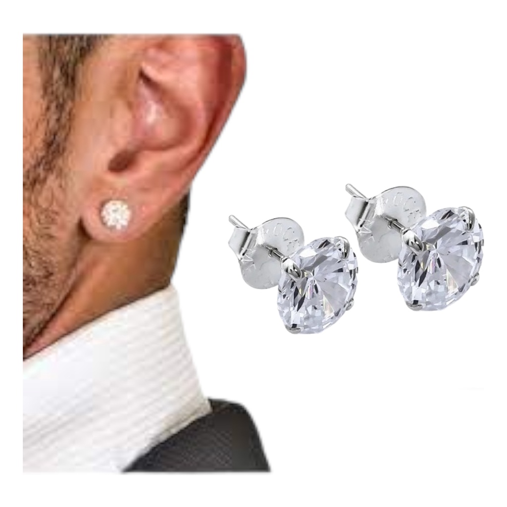 Brinco De Prata 925 Pedra Zircônia De 9mm Unissex em Oferta na Shopee
