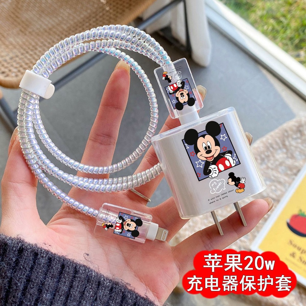 Disney Mickey Minnie Compatible for Apple 15 14 Data Cable Protection Case  13 Charger 20w Ipad9 Mobile Phone Cable