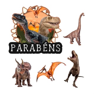 Topo de Bolo - Reino dos Dinossauros - 01 Pacote com 05 unidades unidades - Regina - Rizzo em Oferta na Shopee