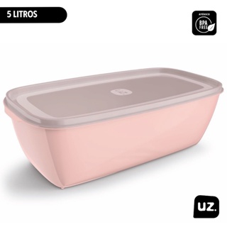 Pote Multiuso 5 Litros Rosa Retangular Premium Uz em Oferta na Shopee