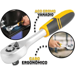 Catraca Para Soquete Encaixe 1/4 Reversível 150mm Vonder