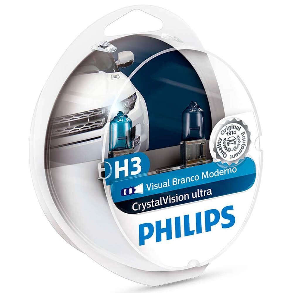 Kit Lâmpada H3 Philips Super Branca 55w 12v Pk22s em Oferta na Shopee