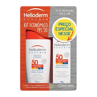 Kit Protetor Solar Corporal Helioderm Suncare FPS 50 200ml + Facial 50g