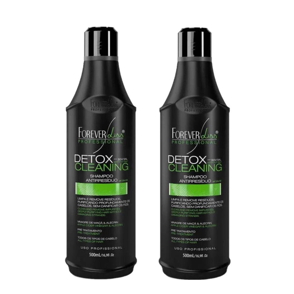 Kit Forever Liss 2 Shampoo Antirresiduo Detox Cleaning 500ml