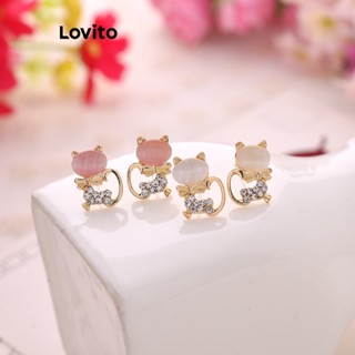 Lovito Brincos Casuais De Strass Lisos Para Mulheres LNA32614 (Rosa)