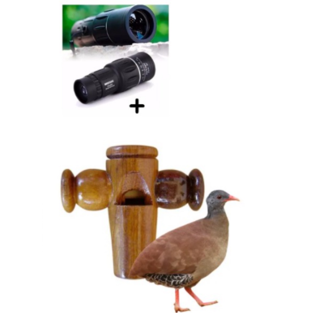 Apito Madeira Inhambu Chororó 13 + Luneta Observação De Aves