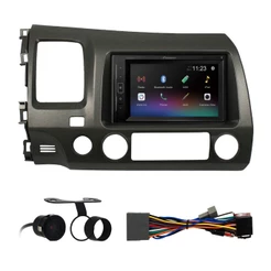 Kit Multimídia Pioneer 2 Din New Civic 2007 2008 09 2010 2011 6,2 Pol DMH-A248BT Moldura Grafite Espelhamento Camera Ré