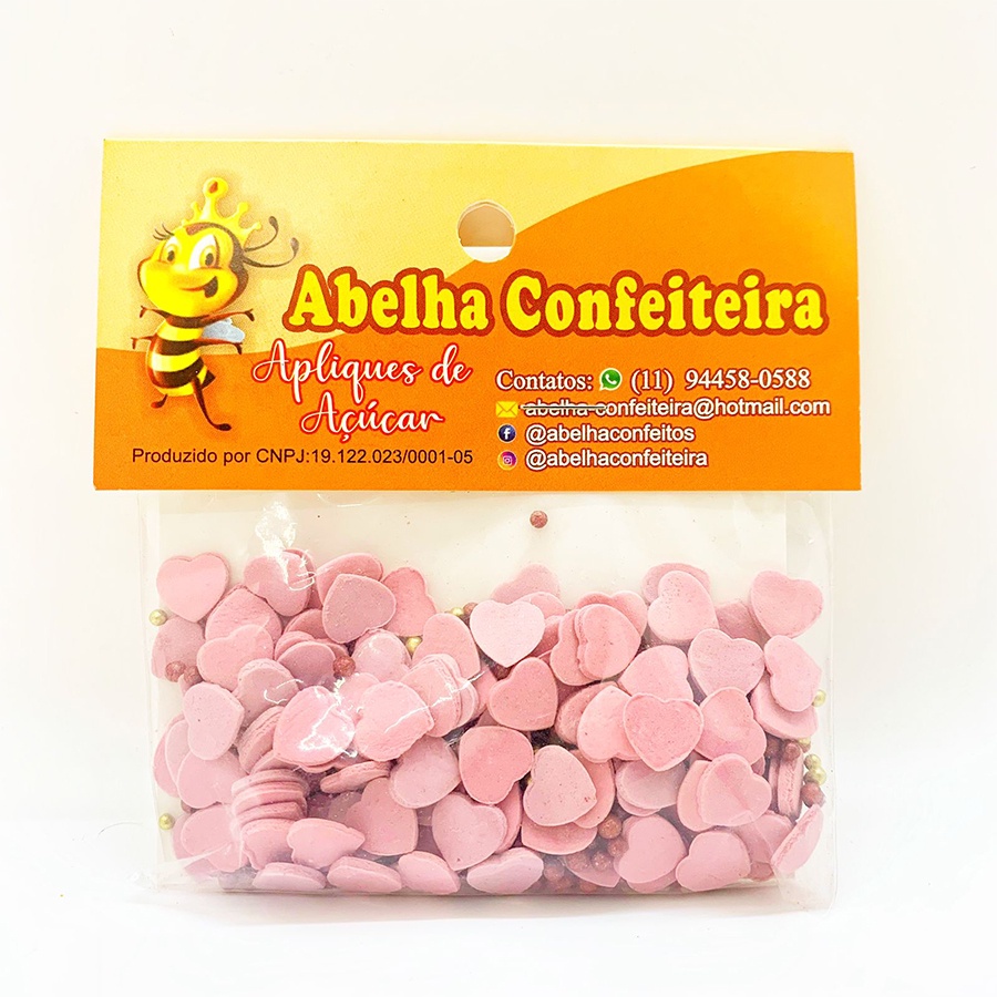 Mini Confeito - Coração Rosê - 20 gramas - Abelha Confeiteira - Rizzo em Oferta na Shopee