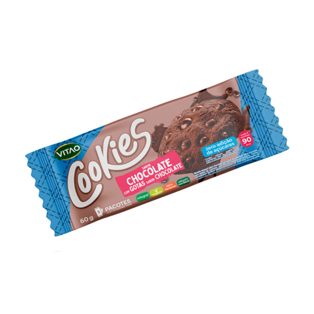 Cookies Integral Zero Sabor Chocolate com Gotas de Chocolate 60g - Vitao