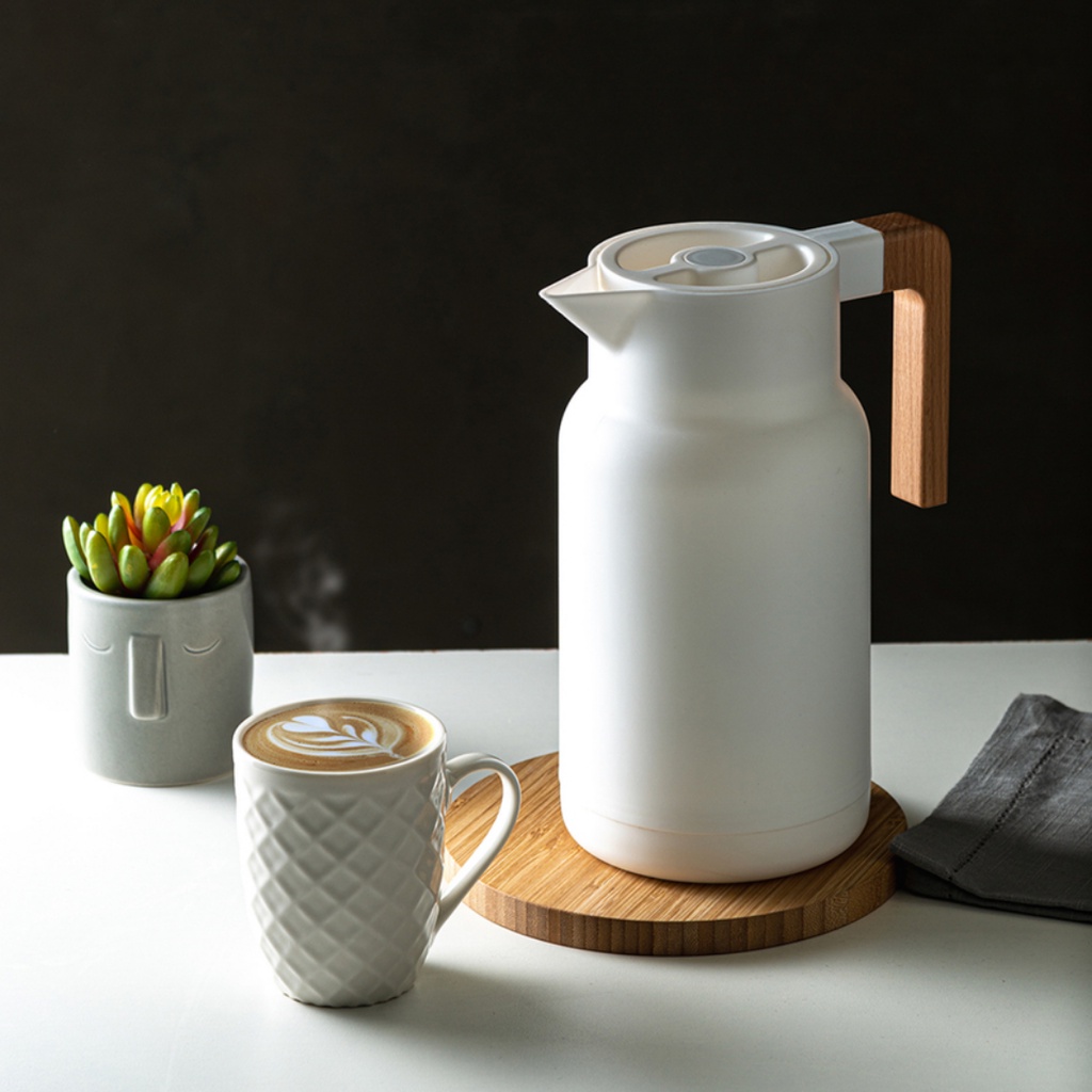 Garrafa Térmica Bule 1 Litro de Café Chá Cabo Madeira Bambu Lyor Organic em Oferta na Shopee