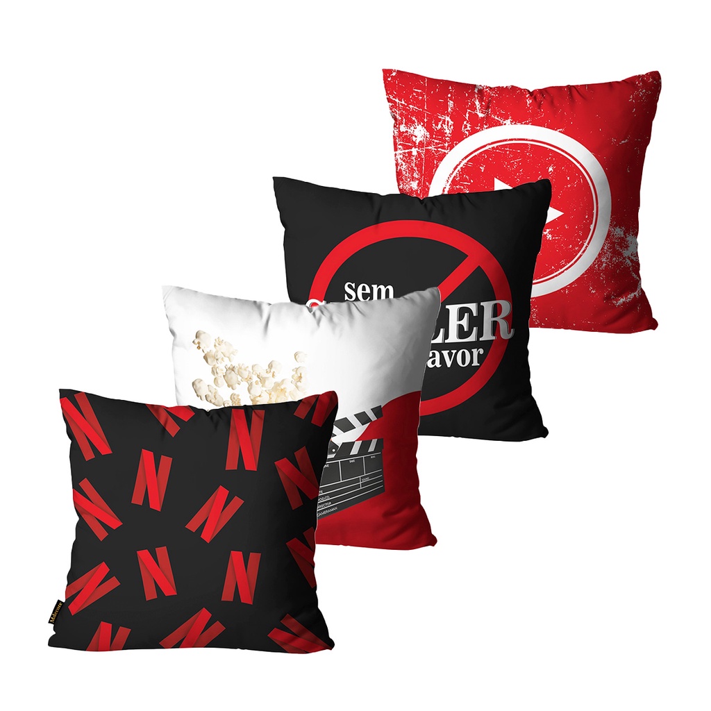 Kit com 4 Capas para Almofadas Movie Netflix 45x45 em Oferta na Shopee