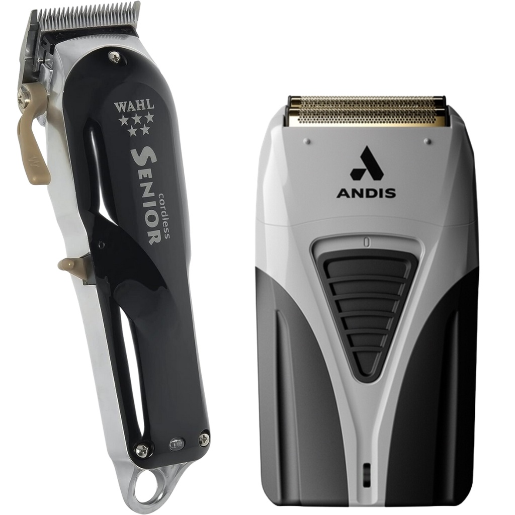 Combo Wahl Senior Cordless e Andis Profoil Shaver Plus TS-2