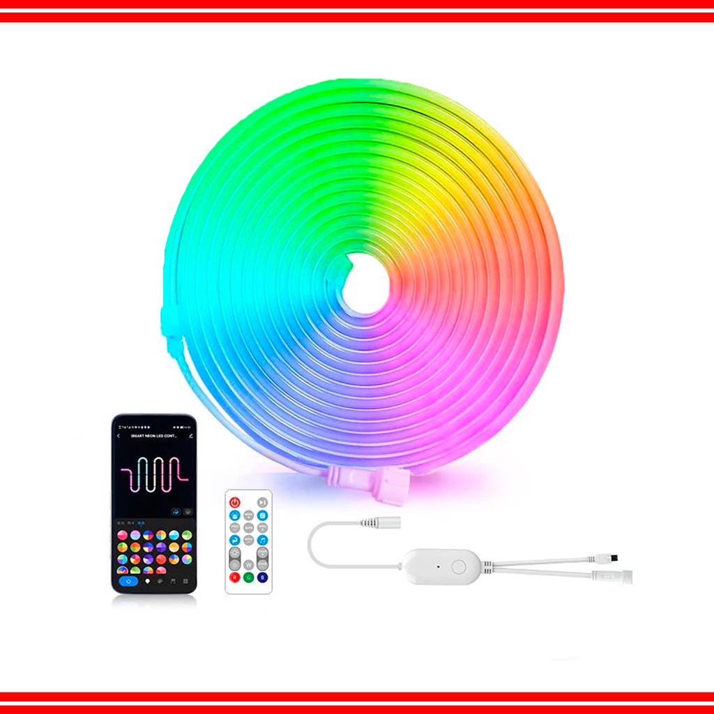 Fita Neon Smart App Bivolt 5 Metros IP65 12Volts com Controle Conexão por app Diversas formas de Iluminação
