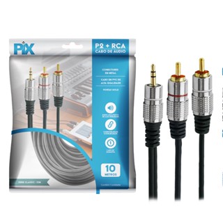 Cabo Profissional De Áudio P2 + 2 Rca Blindado 10 Metros 24k
