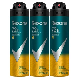 Kit 3 Desodorante Rexona Men V8 Aerosol Antitranspirante 48h 150ml