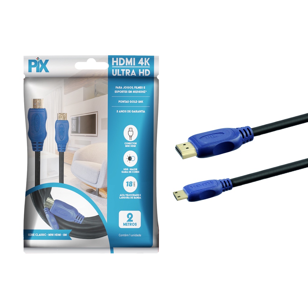 Cabo Hdmi para Câmera Fotográfica Mini Hdmi x Hdmi 2 Metros