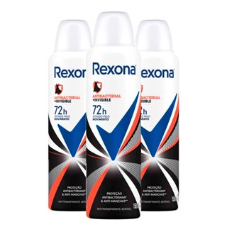 Kit Desodorante Aerosol Rexona Antibacterial + Invisible 150ml/90g - 3 Unidades