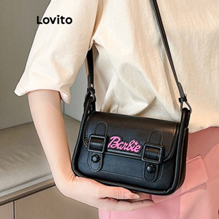 Lovito Bolsa De Ombro Pequena Básica Casual Com Letras Para Mulheres LNA32079 (Preto)