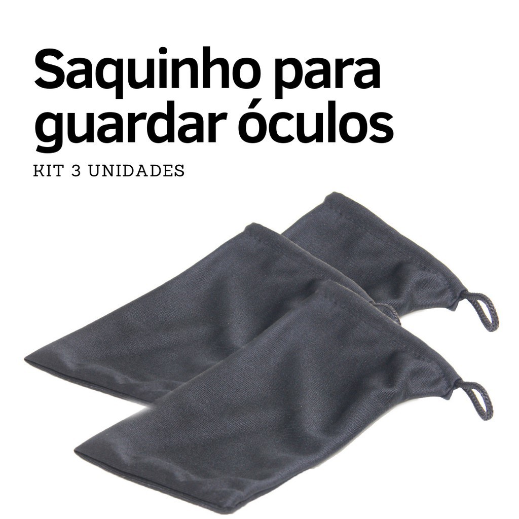 Saquinho para óculos - kit 3 unid. - Case Preto para a Proteção dos Óculos em Oferta na Shopee