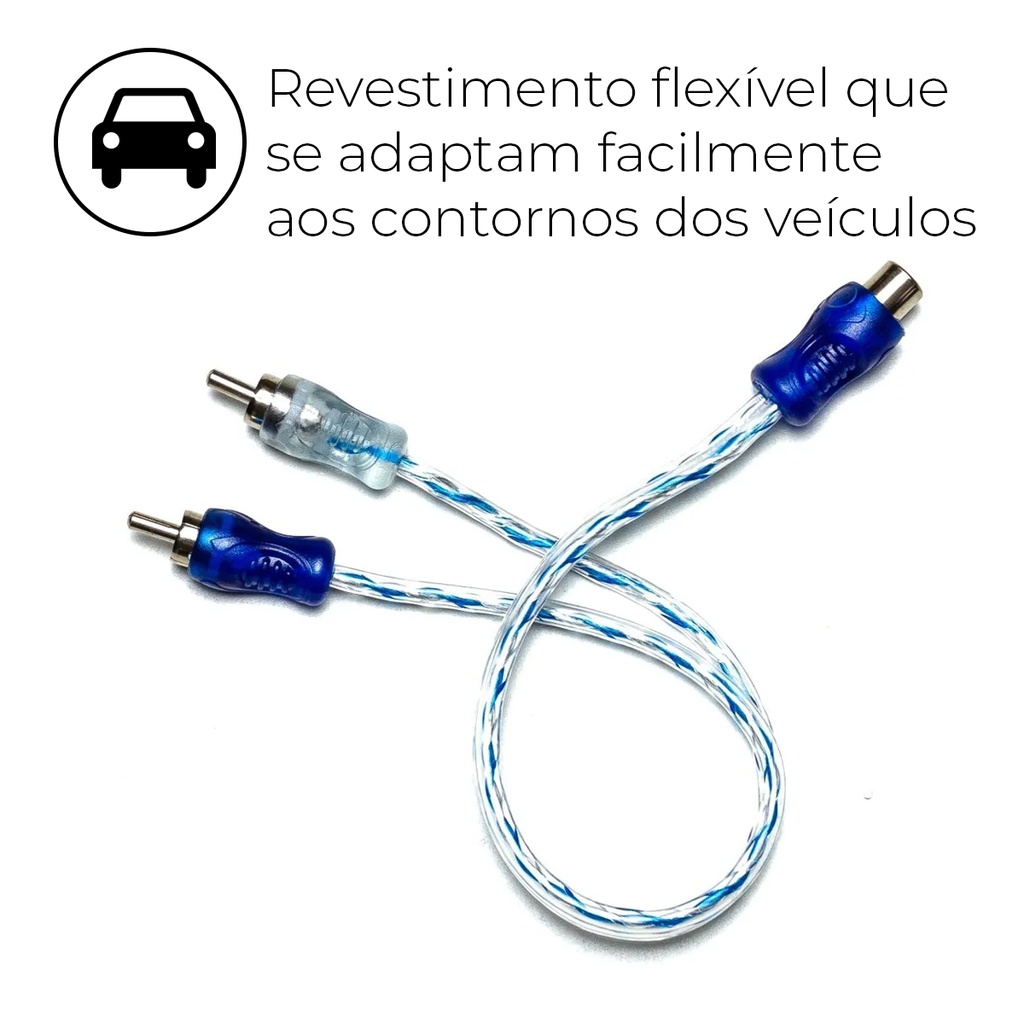 Cabo Y Azul Com Prata 4mm 1 Macho 2 Fêmeas Dupla Blindagem Flexível Banhado A Níquel - detalhe