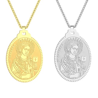 Moda Vintage Pingente Medalha Santa Bárbara De Aço Inoxidável Colar Titânio Para Homens Festa De Aniversário De Halloween Acessórios De Jóias em Oferta na Shopee