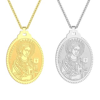 Moda Vintage Pingente Medalha Santa Bárbara De Aço Inoxidável Colar Titânio Para Homens Festa De Aniversário De Halloween Acessórios De Jóias