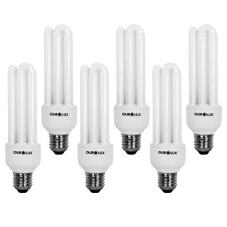 Kit 6 Lampadas Fluorescente 3U 11W 127V E27 2700K Amarela