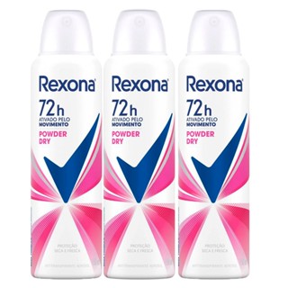 Kit 3 Desodorante Powder Dry Rexona Aerosol Antitranspirante 48h 150ml