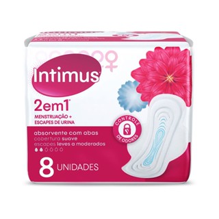 Absorvente Intimus 2 em 1 Cobertura Suave com Abas 8 Unidades