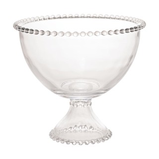 Saladeira Travessa Sobremesa Bowl de Cristal com Pé Pearl Bolinhas Wolff