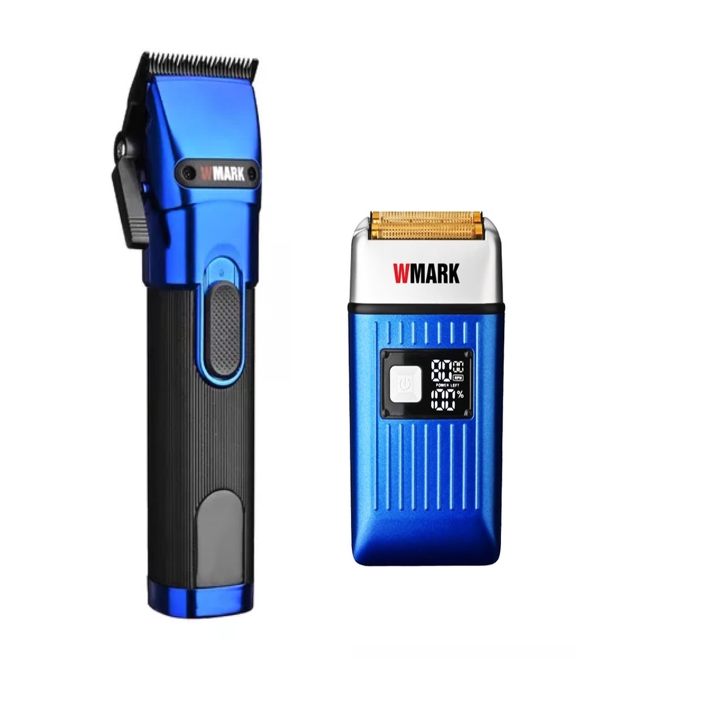 Maquina De Cortar Cabelo Profissional Wmark Ng 121 + Shaver NG 996 Azul