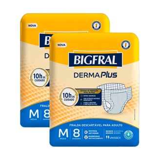 Kit 2 Fralda Bigfral Derma Plus M 8 Unidades Cada