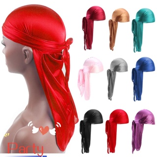 PARTY Elastic Adjustable Cancer Head Scarf Headwrap Chemo Cap Pre-Tied Bandana Silk Durag/Multicolor em Oferta na Shopee