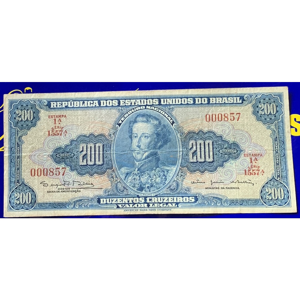 Cédula 200 Cruzeiros Brasil Antigas Coleção Brasil