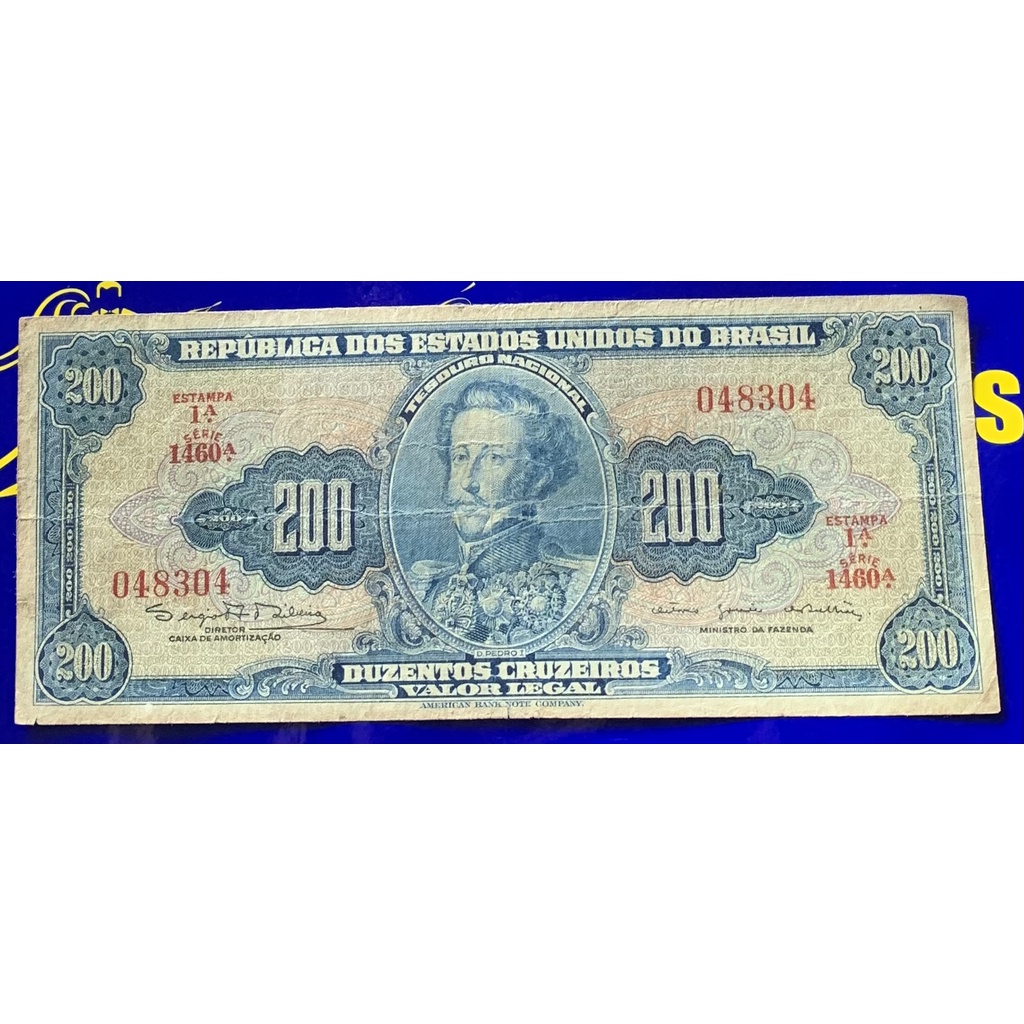 Cédula 200 Cruzeiros República dos Estados Unidos Do Brasil Antiga