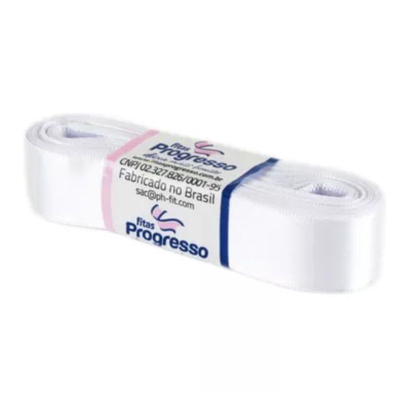Fita de Cetim Progresso 22mm nº5 - 10m Cor 201 Branco - 01 unidade - Rizzo