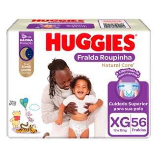 Fralda Roupinha Huggies Natural Care Tamanho XG Pacote Hiper 56 Unidades Descartáveis