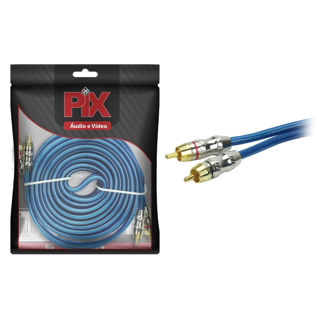 Cabo Rca 5 Metros 5mm Blindado Automotivo Top Profissional