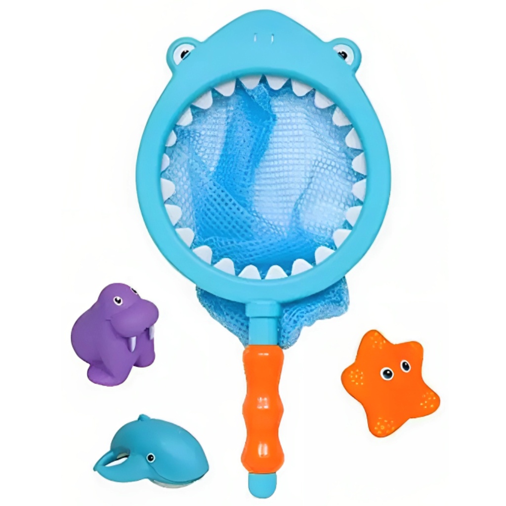 Brinquedo Infantil de Banho Pecaria Tubarão + 3 Bichinhos 09681 - Buba - Mom & Baby