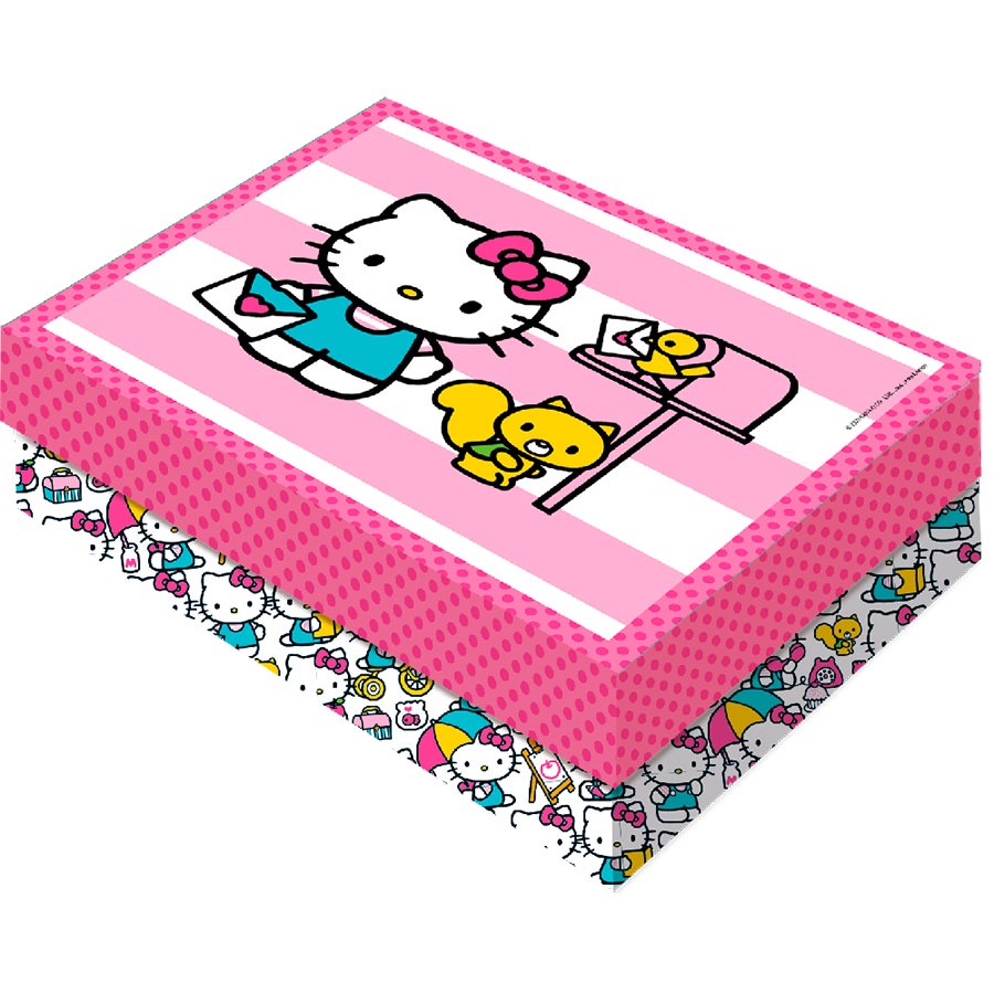 Caixa para Presente Retangular G - Hello Kitty Rosa - 1 unidade - Festcolor - Rizzo em Oferta na Shopee