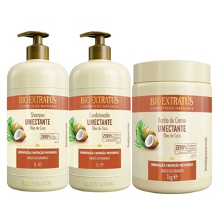 Kit Shampoo + Condicionador + Máscara Bio Extratus Óleo de Coco