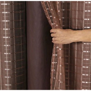 cortina para sala  300 x 260 com forro de microfibra com voil xadrez e liso - PROMOÇÃO em Oferta na Shopee