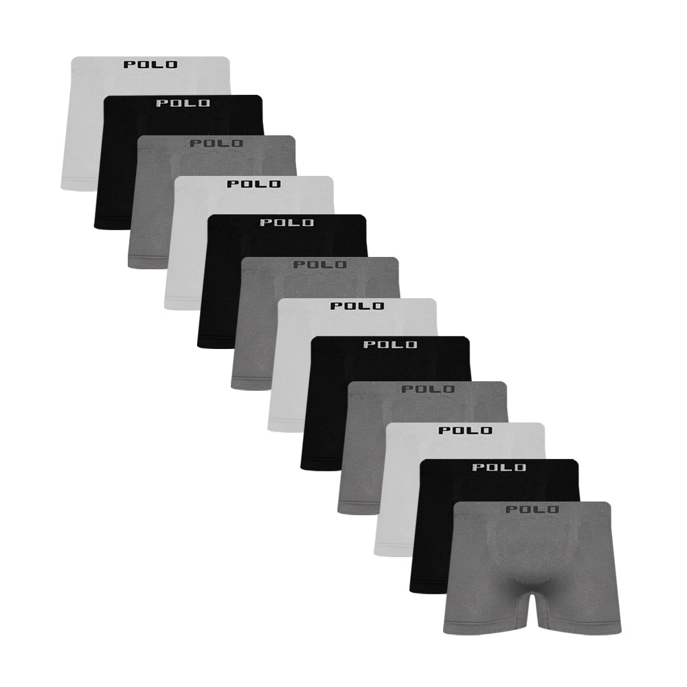 Kit Com 12 Cuecas Boxer Microfibra Polo Star Sortida