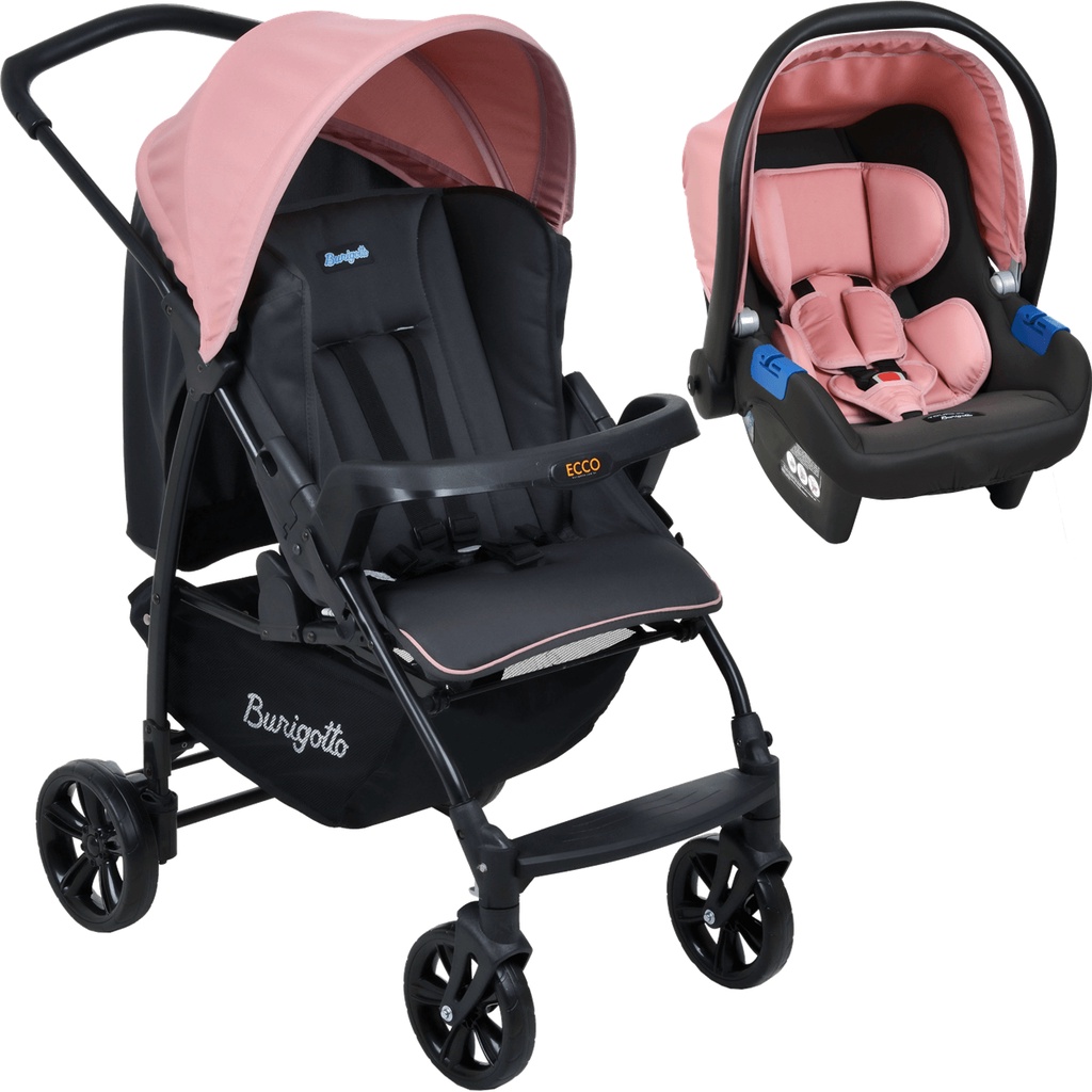 Carrinho Ecco Rosa Cinza + Cadeira Touring X - Burigotto em Oferta na Shopee