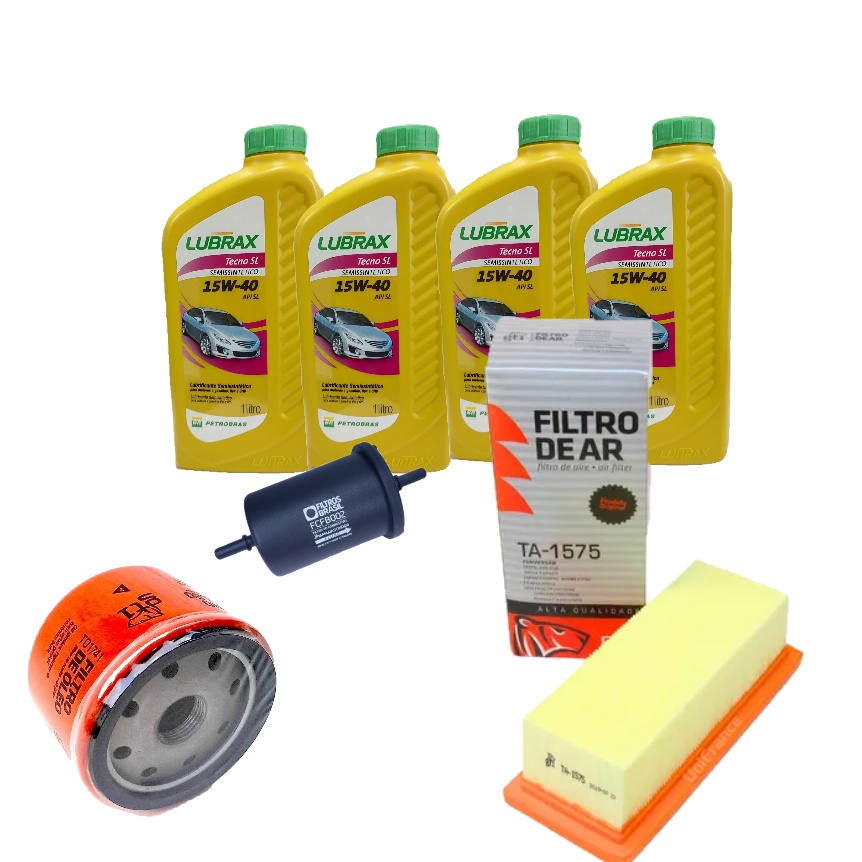 KIT TROCA DE OLÉO 4 LITROS DE OLÉO LUBRAX 15W40 + FILTRO PEUGEOT 206 1.0 16V 2001>2006