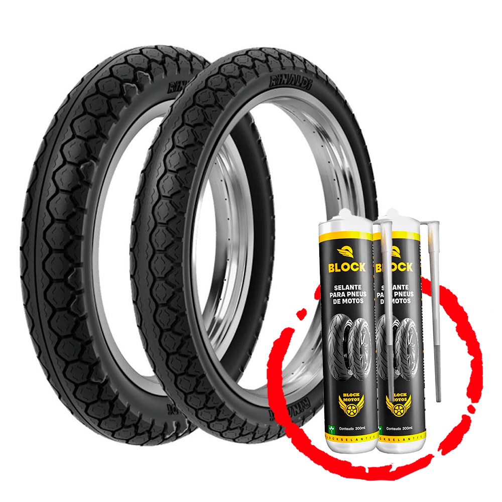 Kit Par Pneu Biz Pop 250-17 + 80/100-14 Pd29 Rinaldi + Camaras + Vacina