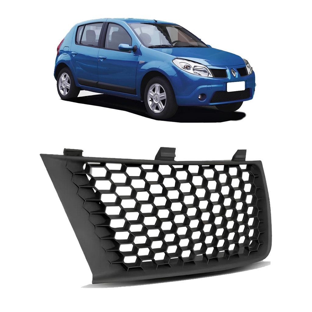 Grade Frontal Radiador Sandero 2008 2009 2010 Preta Colmeia