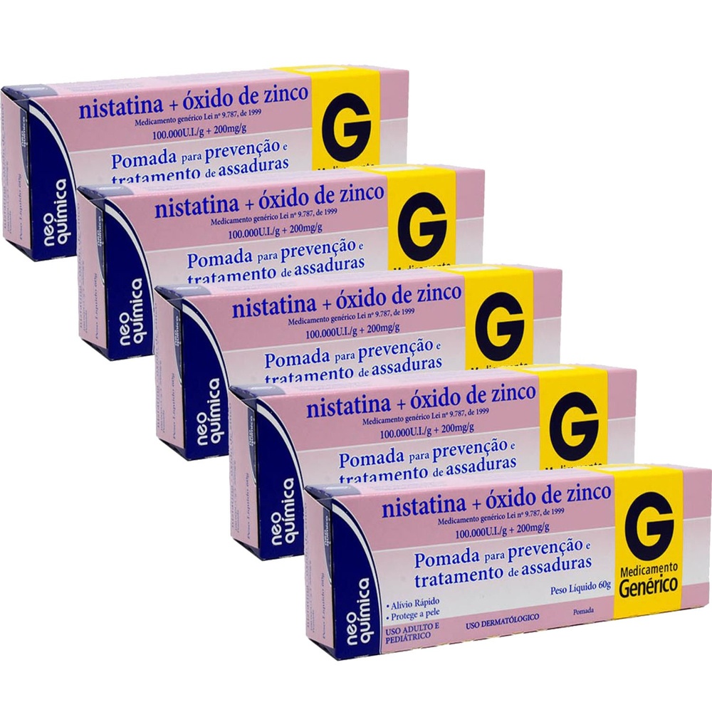 Kit Pomada para assadura Dermodex Oxido de Zinco infantil unissex creme 5x60g = Dermodex